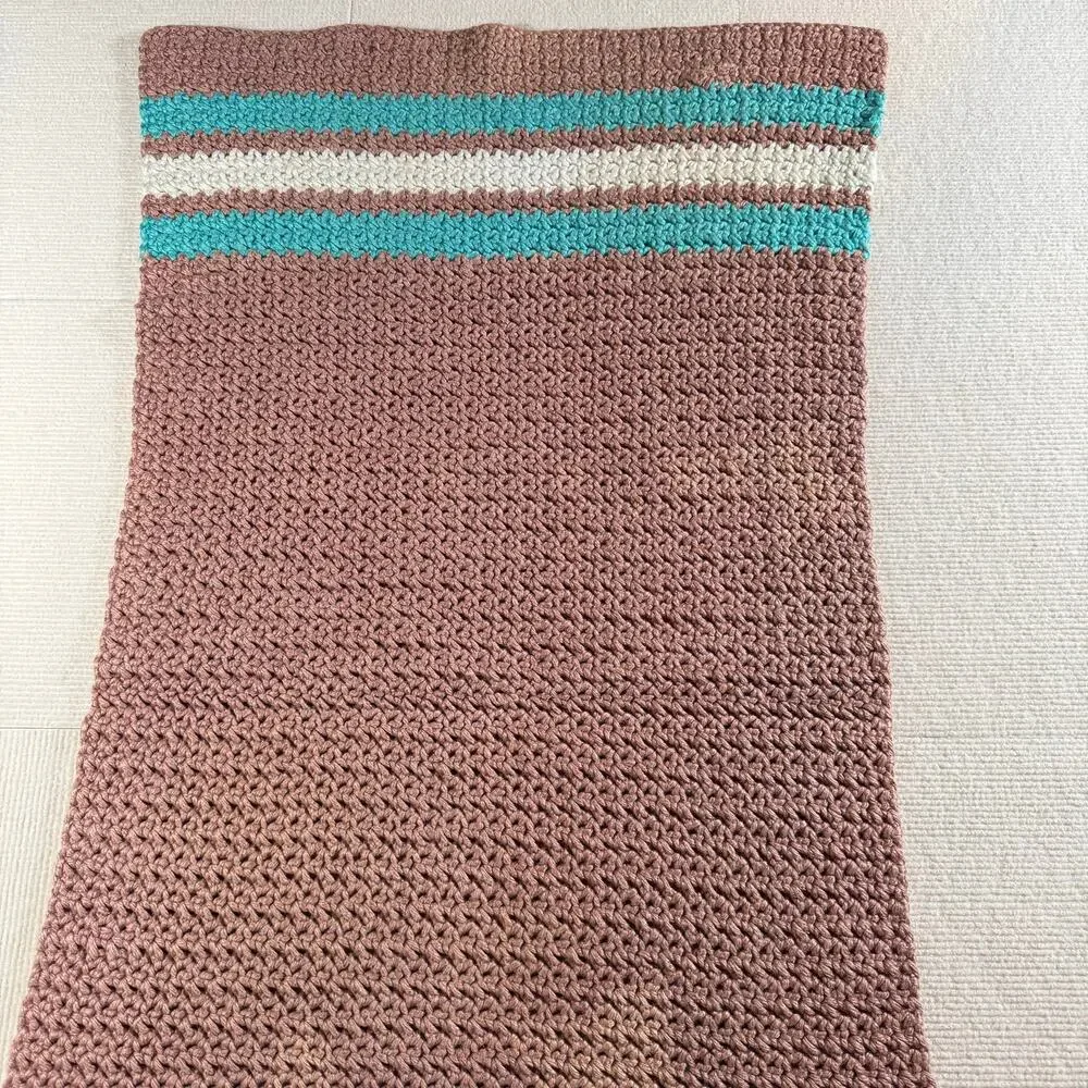 Handmade Crochet Striped Car Seat/Stroller/Pet Blanket 18.5 x 20.5  See NOTE